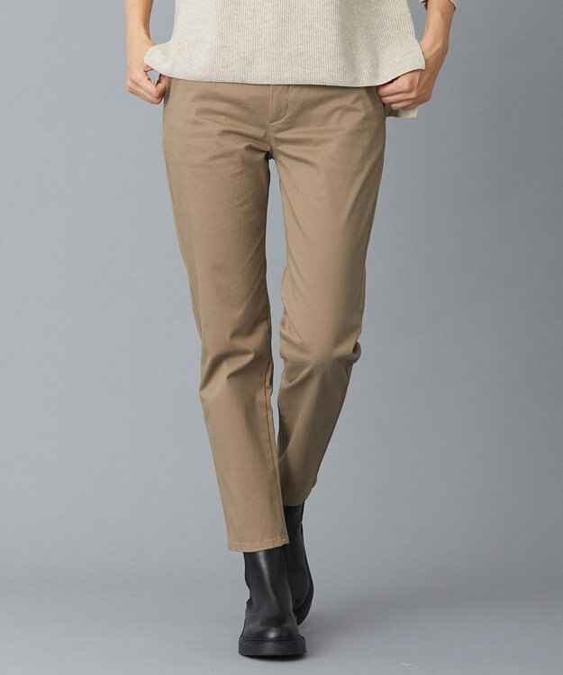 J.PRESS LADIES 【洗える】ピーチサテンストレッチ パンツ ベージュ系