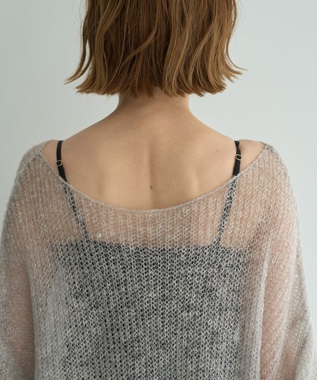 YECCA VECCA 袖シャーリングシアーニット Gray Mixture