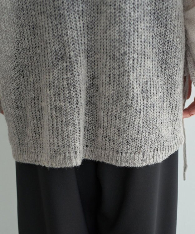 YECCA VECCA 袖シャーリングシアーニット Gray Mixture