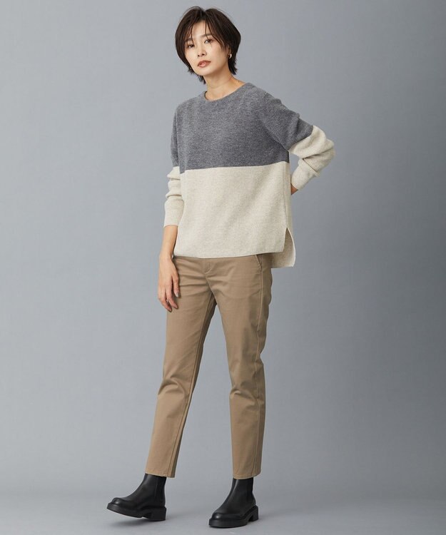 J.PRESS LADIES 【洗える】ピーチサテンストレッチ パンツ ベージュ系