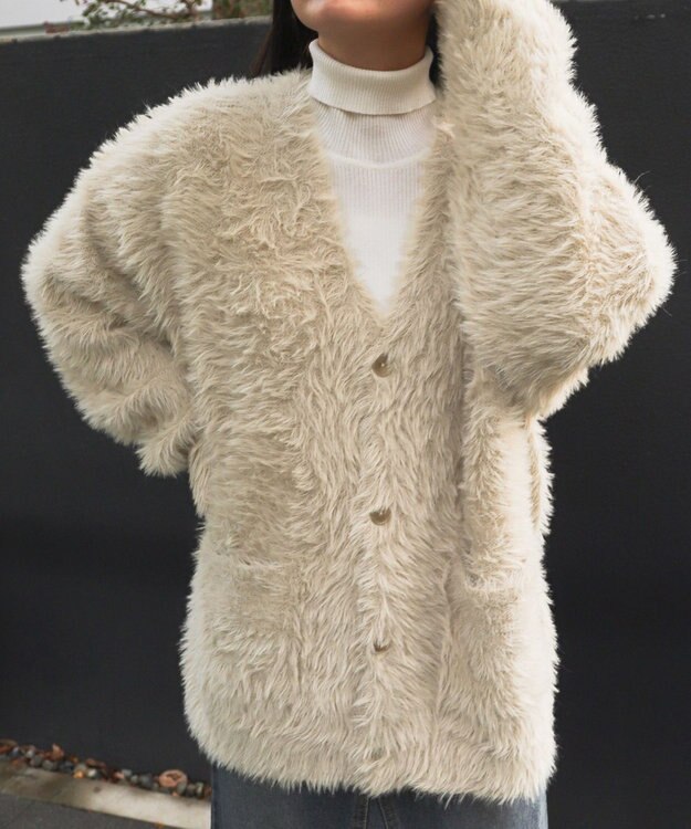 WEGO 【ユニセックス着用ITEM】フェザーカーディガン オフホワイト