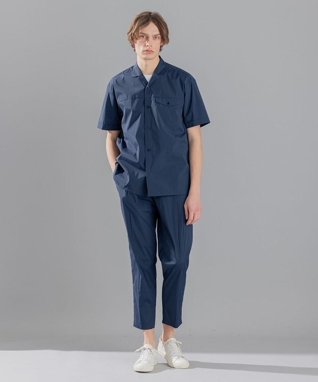 JOSEPH HOMME エアリータフタストレッチ　半袖シャツ ネイビー系