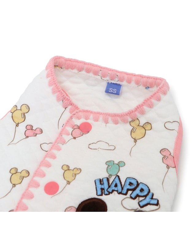 PET PARADISE ディズニー ミッキーマウス キルト ベスト 《風船柄》 小型犬 ホワイト×ピンク