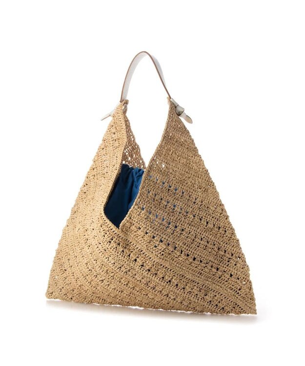 UNBILLION perche マダガスカルラフィア×姫路レザーホーボーバッグ アイボリー