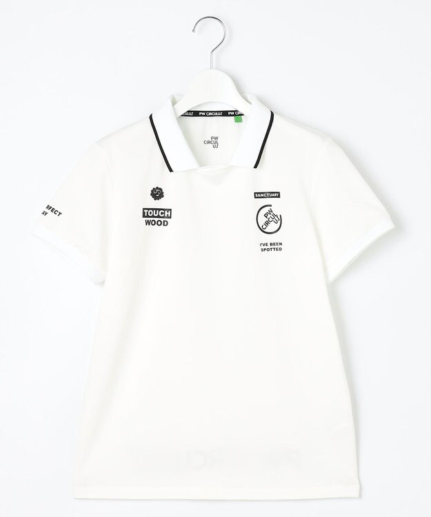 PW CIRCULUS 【WOMEN】【ストレッチ/UVケア】フェイクレイヤード カノコ ポロシャツ ゴルフウェア レディース ホワイト系