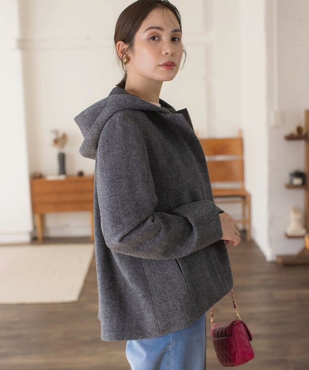 組曲 L 【2WAY】ウールモッサ ショートコート モノトーン系8