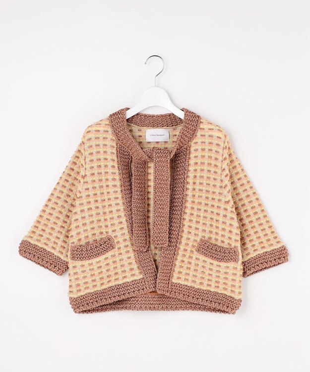 自由区 【カトリエムブーケ】Lame tweed ボウタイディテールジャケット オレンジ系