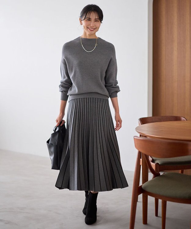 ANY 【洗濯機可/ウエストゴム】ニットセットアップⅡ チャコール