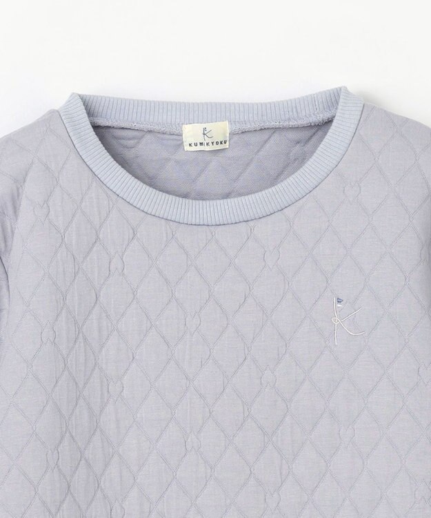 組曲 KIDS 【150-160㎝】ハートキルトジャガード トレーナー サックス系