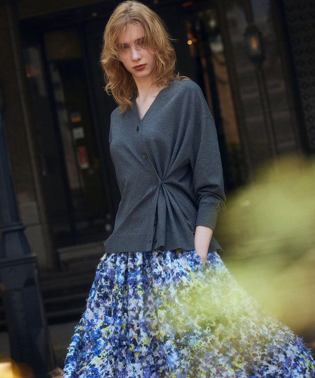 組曲 【加藤ローサさん着用 / 2WAY】スムースストレッチカシュクール カーディガン グレー系