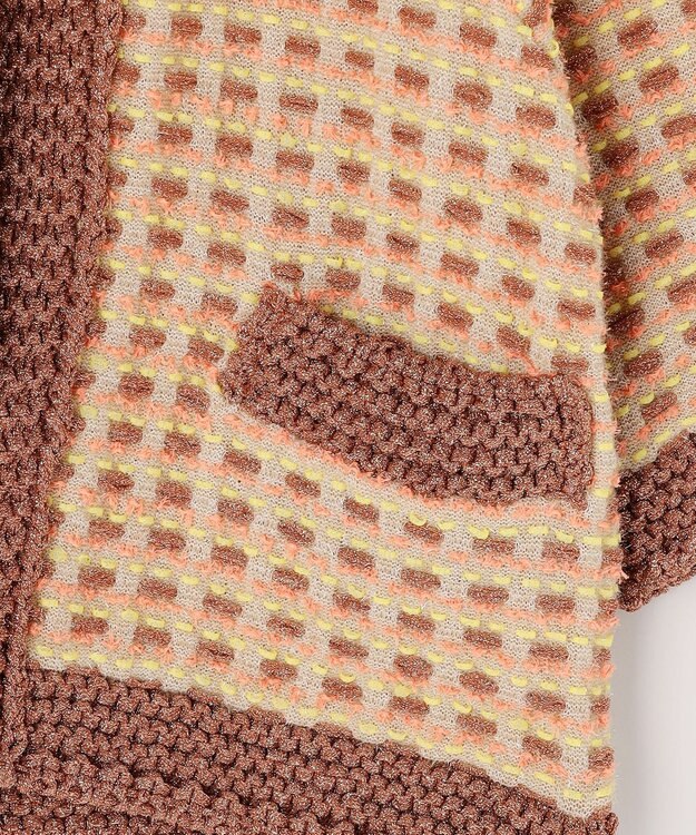 自由区 【カトリエムブーケ】Lame tweed ボウタイディテールジャケット オレンジ系