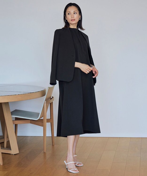 ICB 【接触冷感・UVカット・撥水・洗える】 プルーフ4WAYタフタ ノーカラージャケット ブラック系