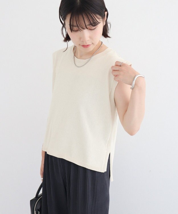 Green Parks ・Ｐｅｔｉｔ　Ｆｌｅｕｒ　ノースリリネンライクニット Light Beige