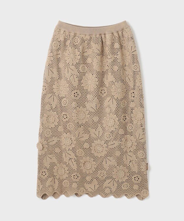 GRACE CONTINENTAL クロシュ刺繍スカート ベージュ