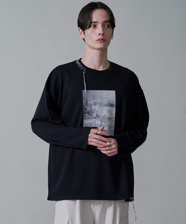 WEGO グラフィックステッチT（LS） ブラック