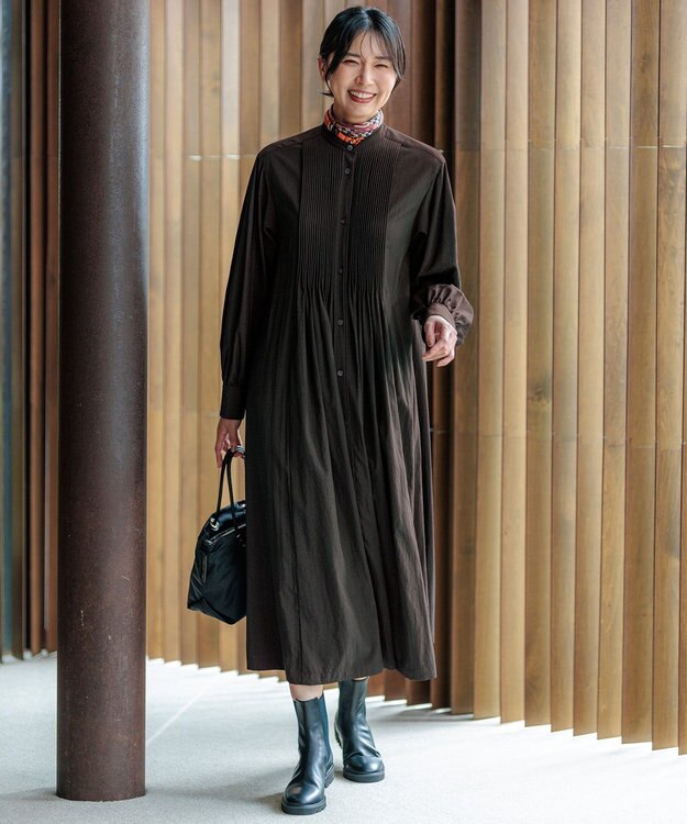 23区 【新色追加/洗える】ヴィンテージライトタフタ ブザム ワンピース ダークブラウン系