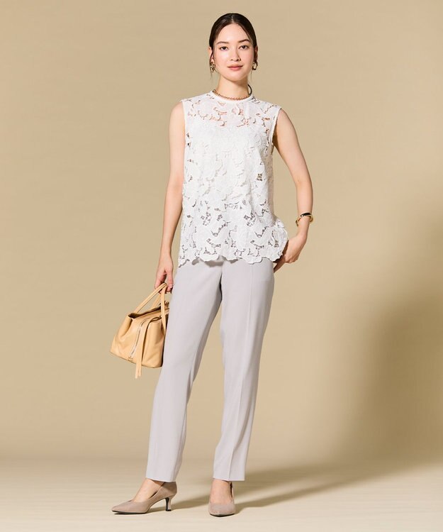 BEIGE， 【セットアップ対応】CINDY / クロップドパンツ L.Gray × White