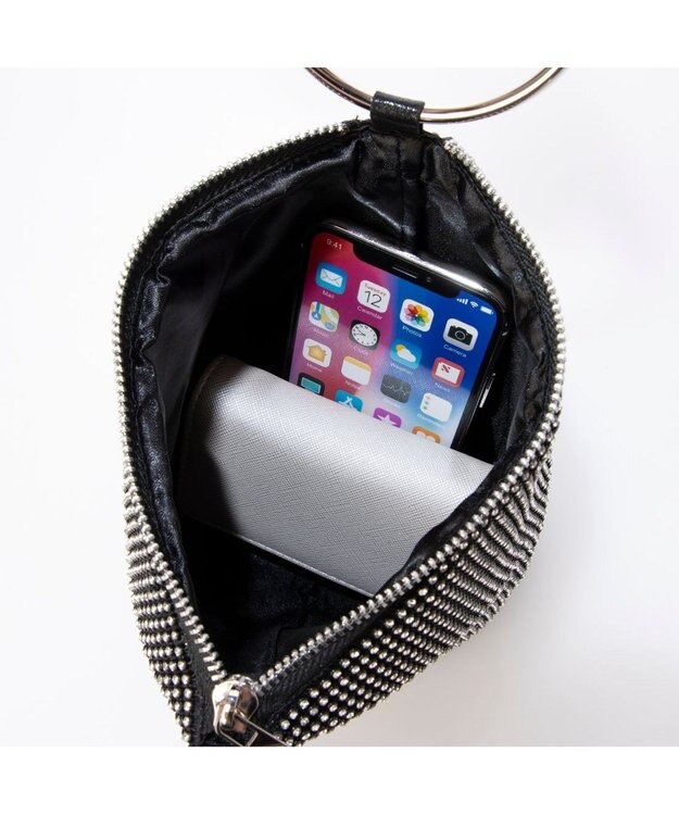 UNBILLION カシュカシュ cachecache / リングハンドル巾着パーティバッグ ブラック