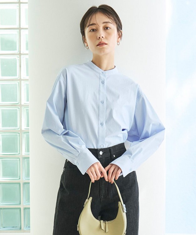 UNFILO バンドカラー コンフォートシャツ サックス