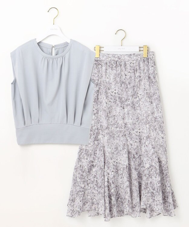 ANY SIS 【2SET】コンパクトトップス×ミスティプリントスカート セットアップ ミント