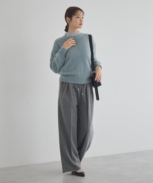 earth music&ecology ミニシャギープルオーバー Grayish Blue