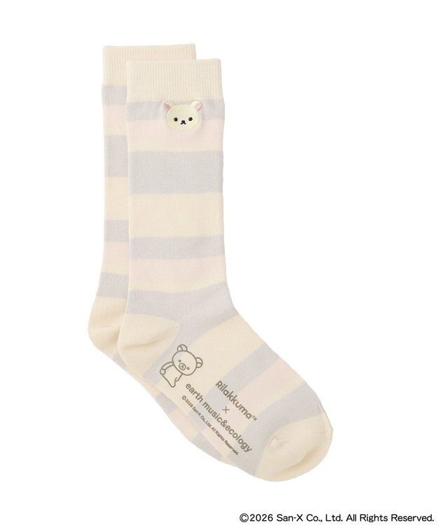 earth music&ecology 【予約】リラックマ×earth マルチボーダーソックス B