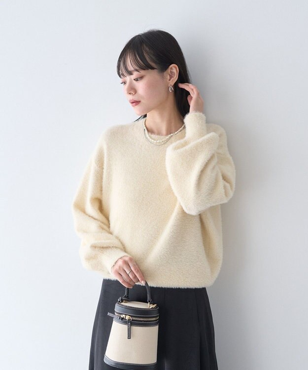 earth music&ecology ミニシャギープルオーバー Ivory