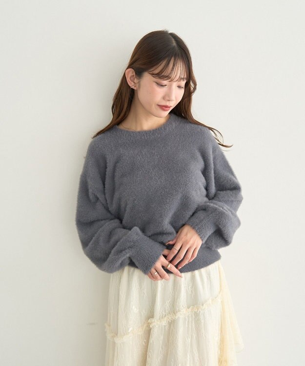 earth music&ecology ミニシャギープルオーバー Charcoal Gray