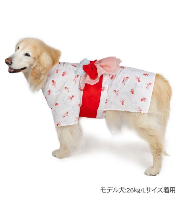 PET PARADISE ペットパラダイス 浴衣 《遊泳金魚》 中型犬 大型犬 ホワイト×レッド