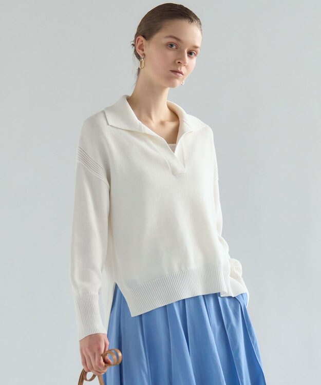 23区 【先行予約】コットンギマ スキッパー ニット ホワイト系