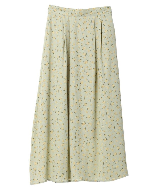 earth music&ecology キンモクセイ柄フレアスカート Green