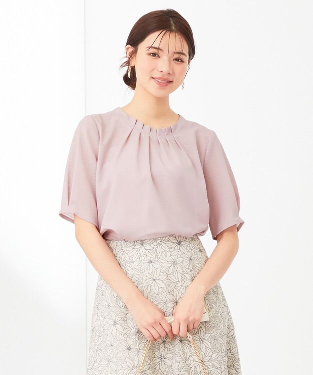 ANY SIS 【美人百花6月号掲載】シアーストライプ ブラウス ピンク