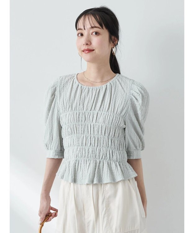 earth music&ecology ポコポコシャーリングトップス Light Green