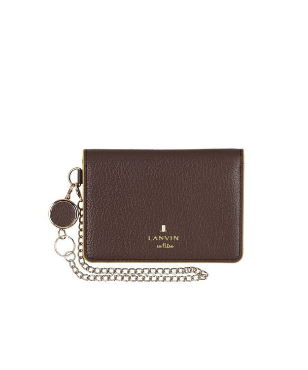 LANVIN en Bleu リム リール付き2面パスケース ブラウン