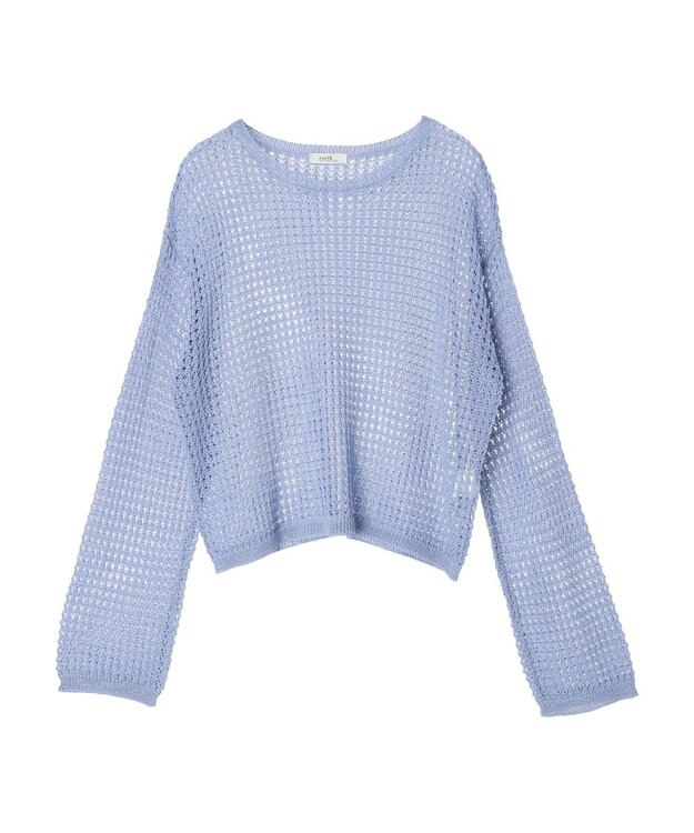 earth music&ecology レーシーニットプルオーバー Blue
