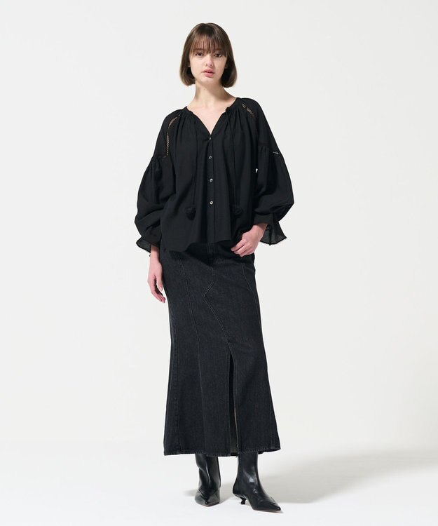 GRACE CONTINENTAL トリアセカフタントップ ブラック