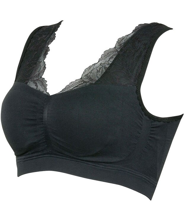 Wing ノンワイヤーブラ バストの脇流れを防ぐ 就寝中も日中のくつろぎタイムも 【ナイトアップブラ ルーム】 ブラジャー ナイトブラ KB3511 ウイング／ワコール ブラック
