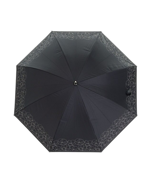 MOONBAT 晴雨兼用日傘 長傘 ラインフラワー／遮光 遮熱 UV ブラック