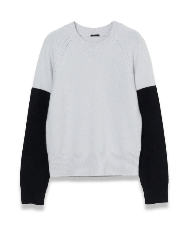 JOSEPH 【洗える】ブラッシュドカシミヤ　ラウンドネックニット Frost/Black