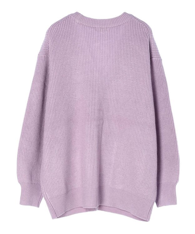 earth music&ecology アンチピリング畦Ｖネックカーディガン Lavender