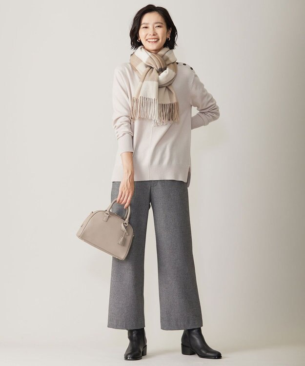 J.PRESS LADIES 【洗える】WOOL BLEND AIR ハイネック ニット ベージュ系