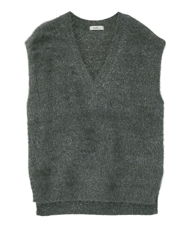 earth music&ecology 【予約】キャットライクヤーンニットベスト チャコールグレー