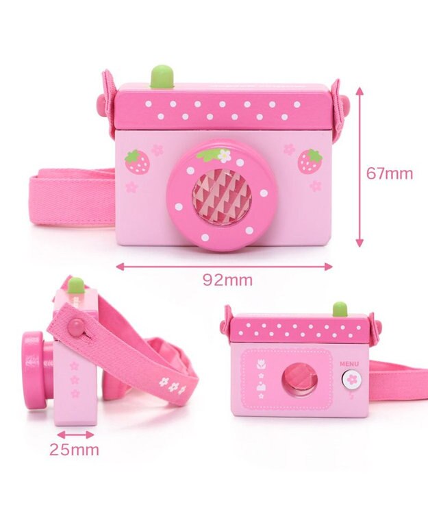 Mother garden マザーガーデン 木製おもちゃ いちごのカメラ ピンク（淡）