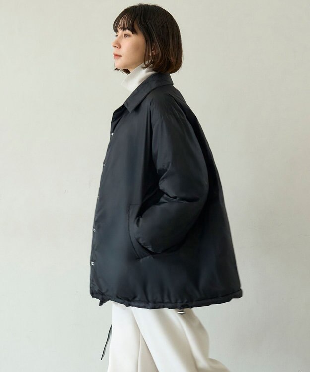 UNFILO 【自宅で洗濯OK / ファー襟取り外し可能】TAIONコラボ ボア襟 リバーシブルダウン ブラック