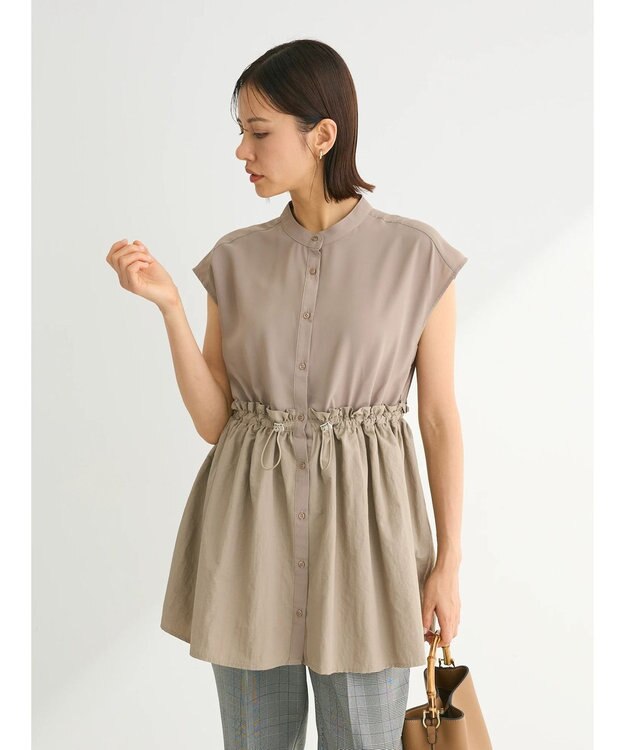 Green Parks 異素材ドッキングチュニック Beige