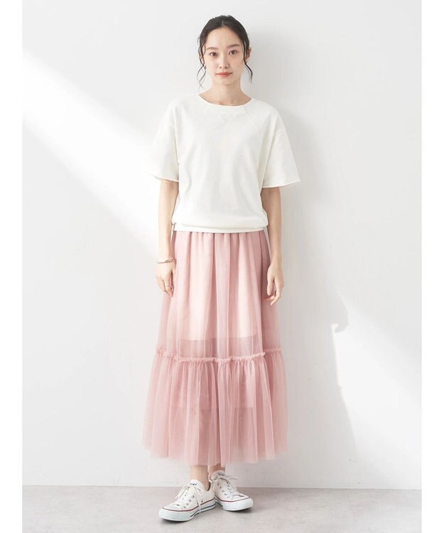 earth music&ecology ティアードチュールスカート Pink