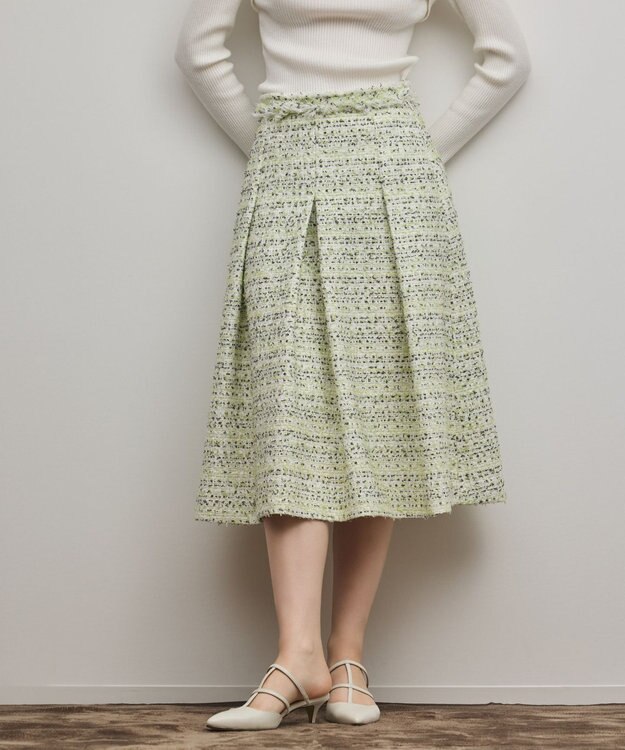 GRACE CONTINENTAL ミックスツイードスカート イエロー