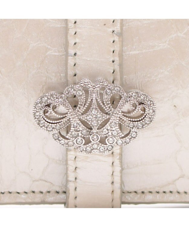 A.D.M.J. 【スネークレザー】アールデコモチーフロングウォレット ホワイトパール