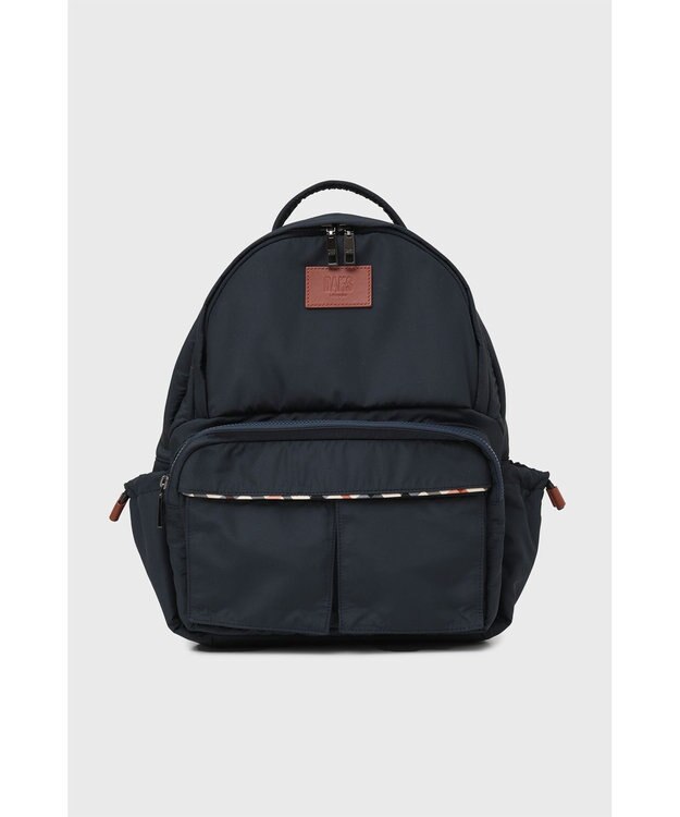 DAKS 軽量ナイロン×レザー ハウスチェックディテール PC収納バックパック ネイビー