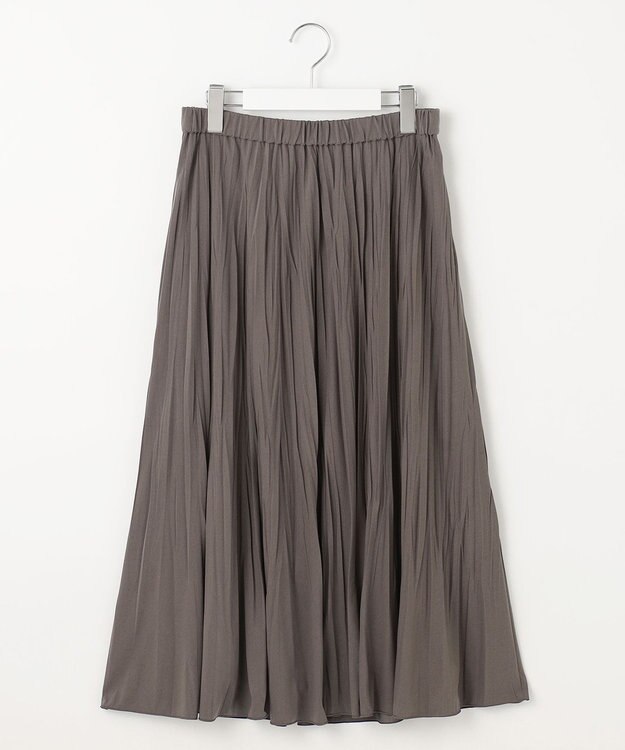 J.PRESS LADIES 【洗える】パウダリージャージー ランダムプリーツ スカート モカグレー系